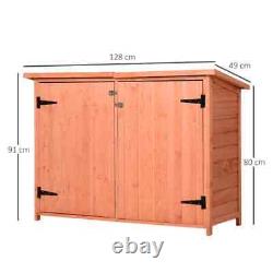 Wooden Garden Storage Shed Tool Cabinet Organiser withShelves 128L x 49W x 90H cm