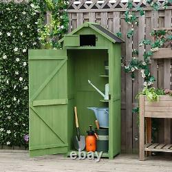 Wooden Garden Storage Shed Tool Storage Box, 77 x 54 x 179 cm, Green