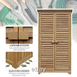 Wooden Garden Storage Shed Unit, 3-Tier Shelves Tool Cabinet Organizer