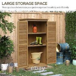 Wooden Garden Storage Shed Unit, 3-Tier Shelves Tool Cabinet Organizer