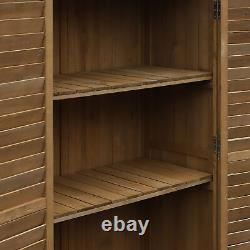 Wooden Garden Storage Shed Unit, 3-Tier Shelves Tool Cabinet Organizer