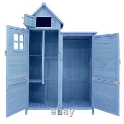 Wooden Garden Storage Shed Utility Gardener Cabinet with Shelves and 2 Door