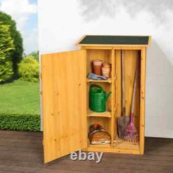 Wooden Garden Storage Shed With A flat Bitumen Roof 2 Shelves Latch Lock ED