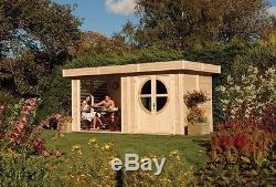 Wooden Garden Summer 16x8Ft House Outdoor Guest Play Room Office Log Cabin Shed