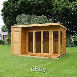 Wooden Garden Summerhouse with Side Shed 12x8 Studio Tongue & Groove 12ft 8ft