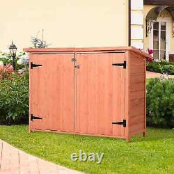 Wooden Garden Tool Shed Outdoor Patio Lawn Equipment Storage Shelf Double Door