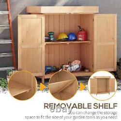 Wooden Garden Tool Shed Patio Lawn Equipment Storage Cabinet Shelf Double Door