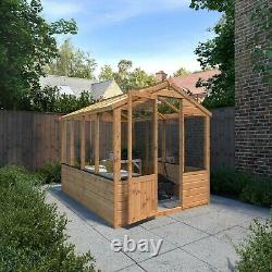 Wooden Greenhouse 8x6 Outdoor Garden Building Potting Shed Apex Roof 8ft 6ft