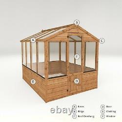 Wooden Greenhouse 8x6 Outdoor Garden Building Potting Shed Apex Roof 8ft 6ft