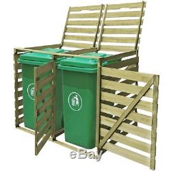 Wooden Impregnated Double Wheelie Storage Rubbish Bin Shed Garden Outdoor Patio