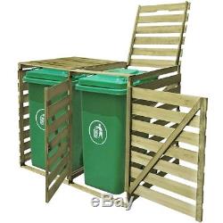Wooden Impregnated Double Wheelie Storage Rubbish Bin Shed Garden Outdoor Patio