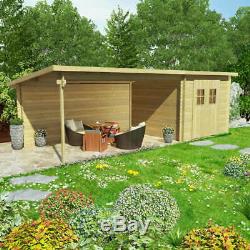 Wooden Log Cabin Large Summer House Quality Wood Shed Garden Office 28mm 7,3x3 m