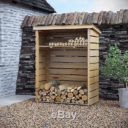 Wooden Log Storage Outdoor Garden Timber Store Shed Firewood Heavy Duty 4 x 2ft