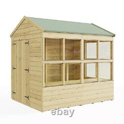 Wooden Potting Shed Apex Greenhouse 8x6-16x6 Shelving Outdoor Garden Plant Store