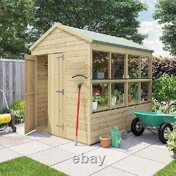 Wooden Potting Shed Apex Greenhouse 8x6-16x6 Shelving Outdoor Garden Plant Store
