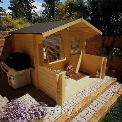 Wooden Summer House Garden Office Shed Log Cabin Work Stable Building & Verandah