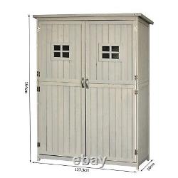 Wooden Tool Shed Outdoor Garden Lawn Equipment Storage Unit Cabinet Shelves Grey