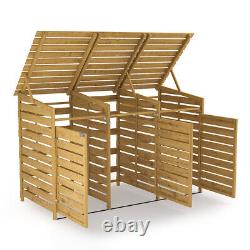 Wooden Wheelie Bin Storage Shed Outdoor Garden Triple Bin Screen Cover Shelter
