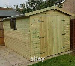 Wooden Workshop Tanalised Shed Heavy Duty 14mm Pressure Treated T&g Timber Shed