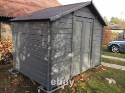 Wooden garden shed (log cabin style) with an apex roof 10x6.5ft