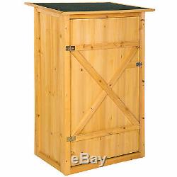 Wooden outdoor garden cabinet utility storage tools XXL shelf box shed flat roof